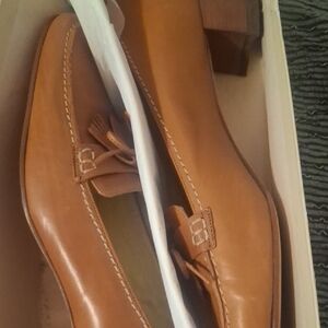 Ann Taylor Tan Leather Slip-On Loafers